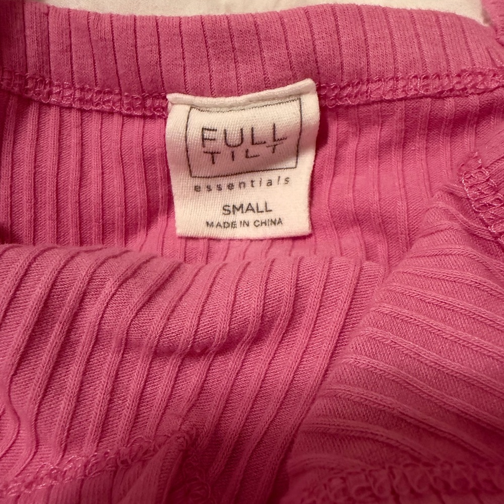Full Tilt Pink Ribbed Tank Top Small - Picture 3 of 3